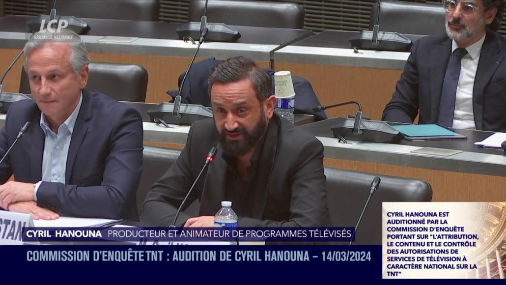 Cyril Hanouna auditionné le jeudi 14 mars 2024. LCP